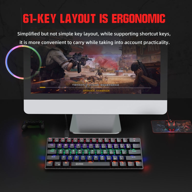 HXSJ V900 61 Keys Cool Lighting Effect Mechanical Wired Keyboard — Black