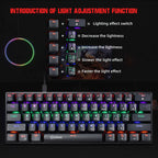 HXSJ V900 61 Keys Cool Lighting Effect Mechanical Wired Keyboard — Black