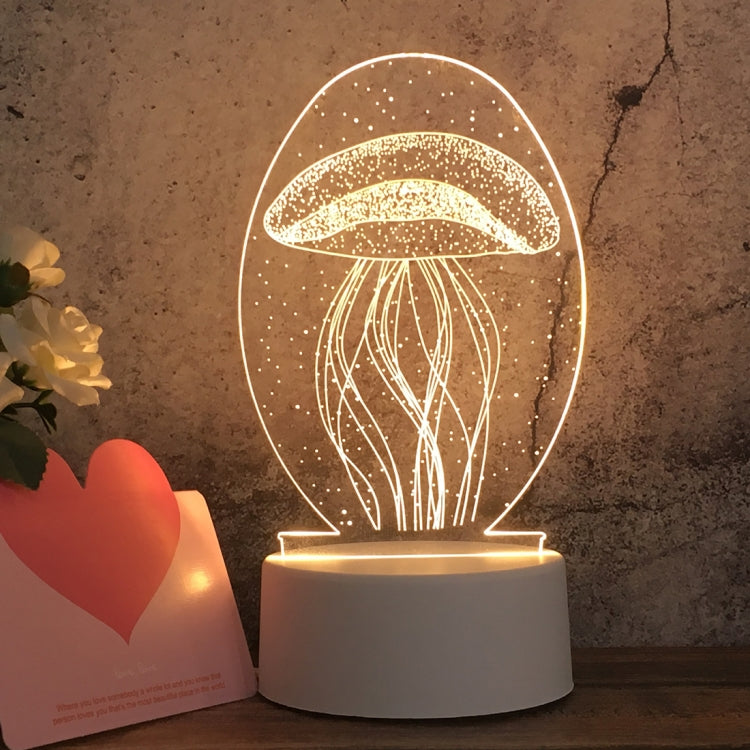 White Base Creative 3D Tricolor LED Decorative Night Light, Button USB Version — Castle in the Sky