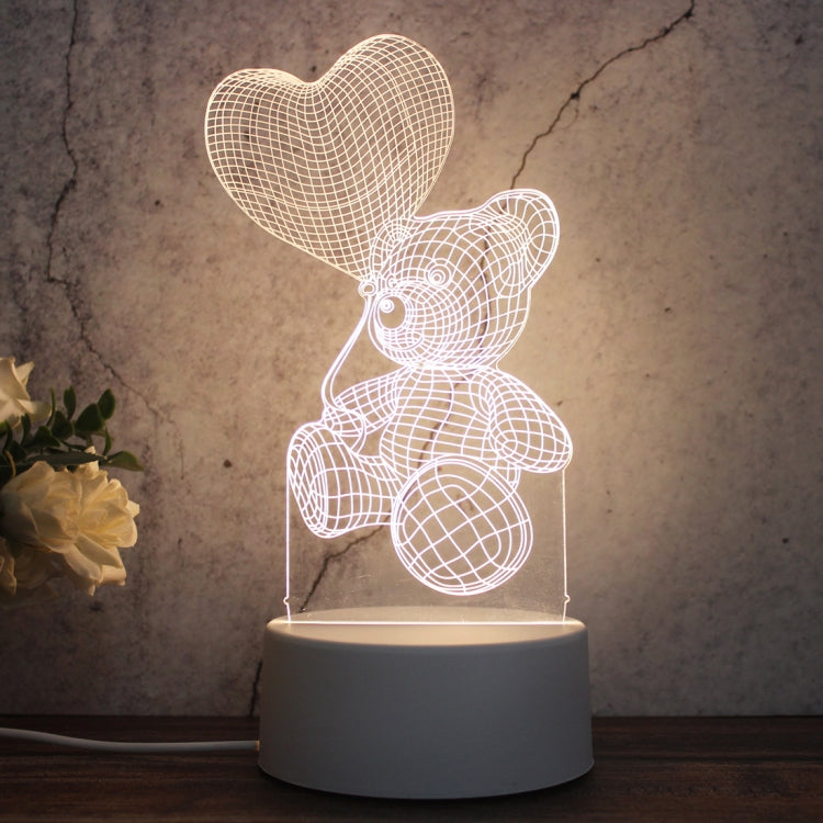 White Base Creative 3D Tricolor LED Decorative Night Light, Button USB Version — Have You All the Way