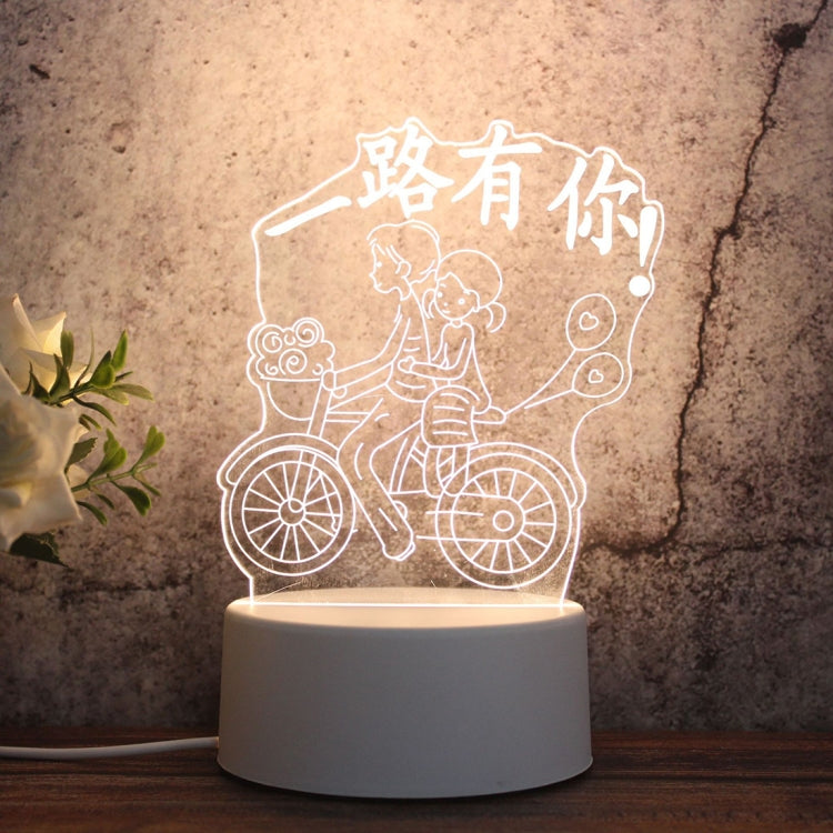 White Base Creative 3D Tricolor LED Decorative Night Light, Button USB Version — Deer