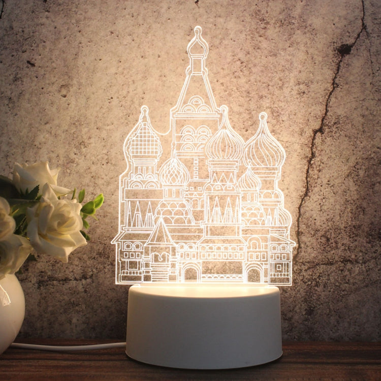 White Base Creative 3D Tricolor LED Decorative Night Light, Button USB Version — Heart