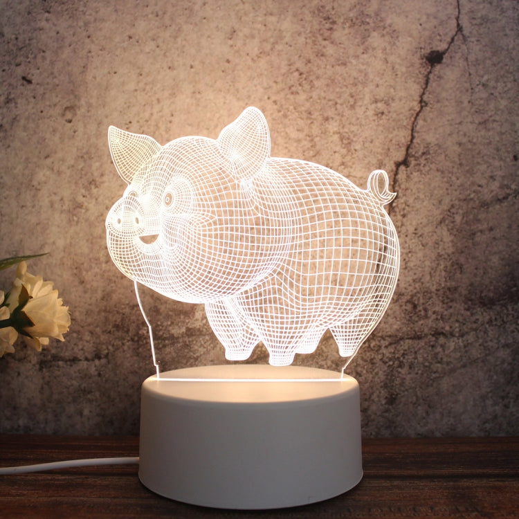 White Base Creative 3D Tricolor LED Decorative Night Light, Button USB Version — Love Balloon