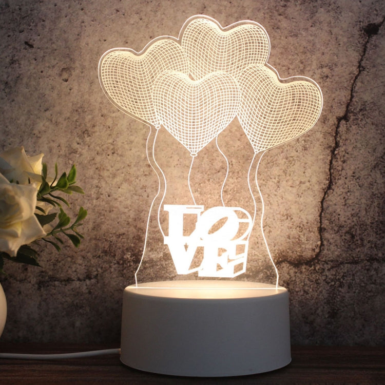 White Base Creative 3D Tricolor LED Decorative Night Light, Button USB Version — Moon Bear
