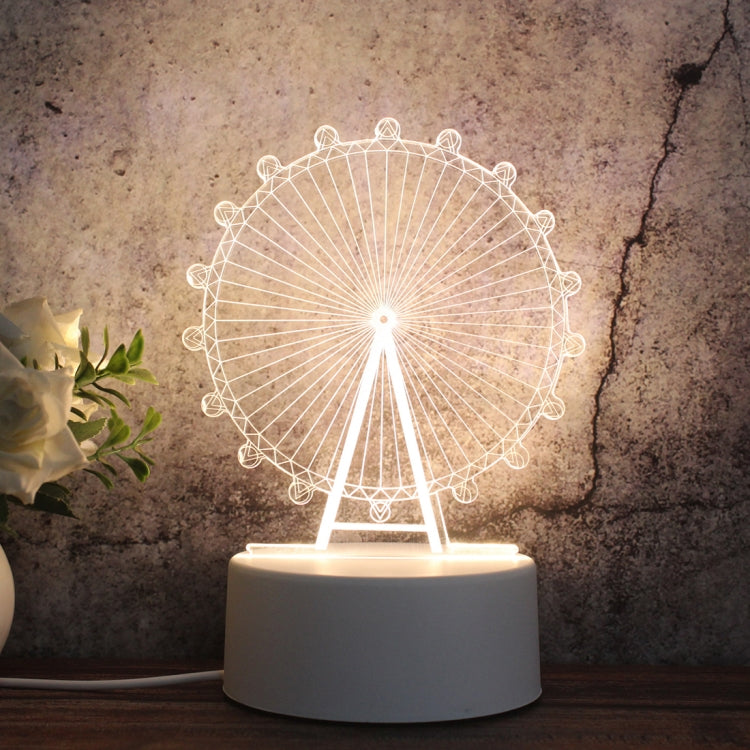 White Base Creative 3D Tricolor LED Decorative Night Light, Button USB Version — Rabbit