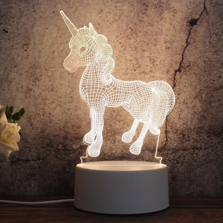 White Base Creative 3D Tricolor LED Decorative Night Light, Button USB Version — Snow Deer 01