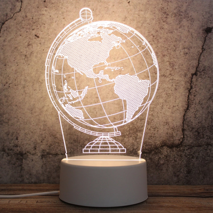 White Base Creative 3D Tricolor LED Decorative Night Light, Button USB Version — view 32
