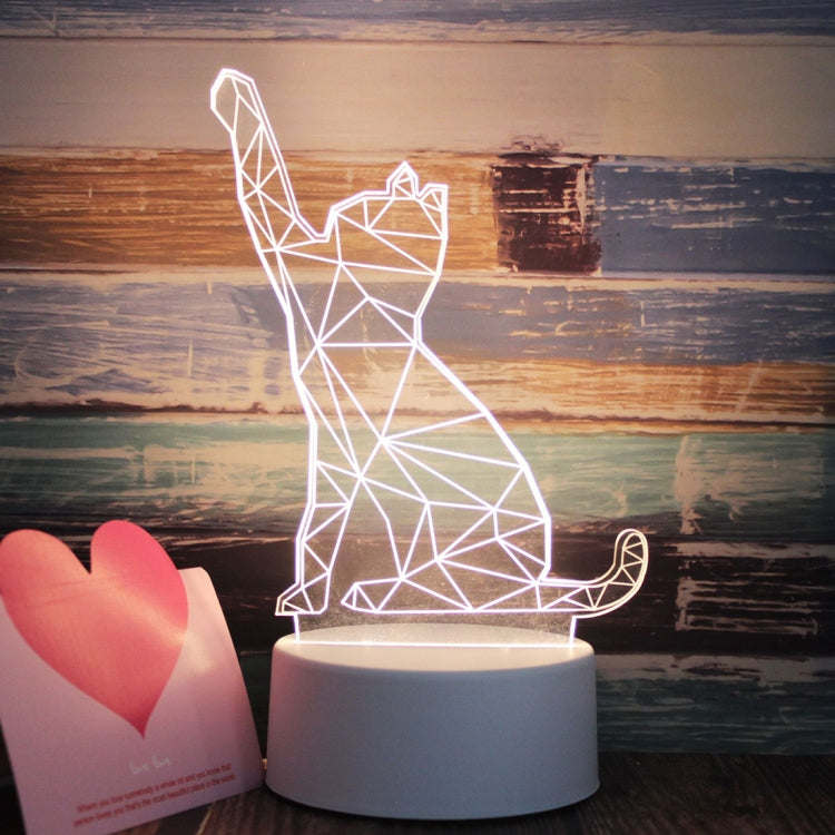 White Base Creative 3D Tricolor LED Decorative Night Light, Button Plug Version