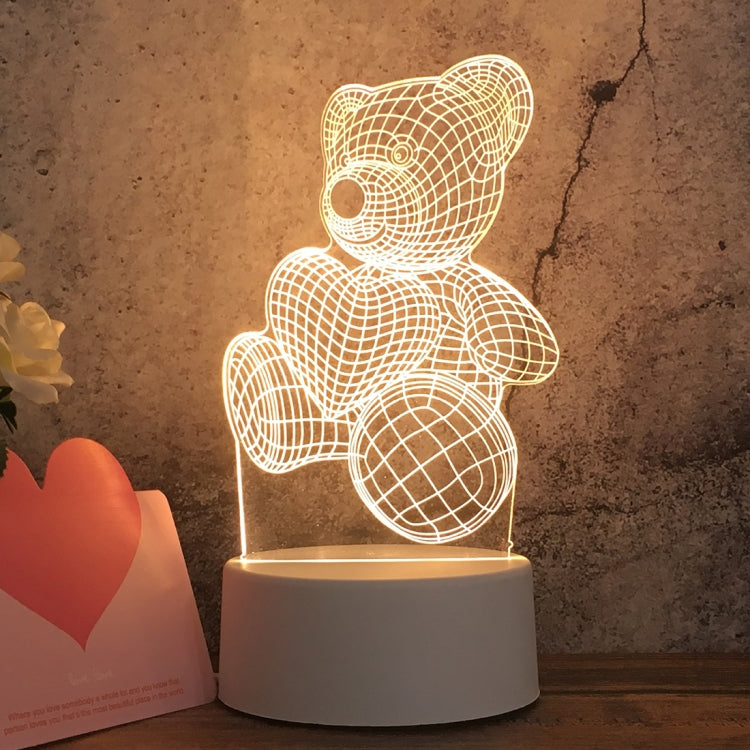 White Base Creative 3D Tricolor LED Decorative Night Light, Button Plug Version — Geometric Horse