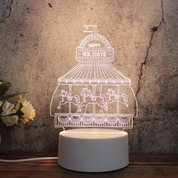 White Base Creative 3D Tricolor LED Decorative Night Light, Button Plug Version — Ferris Wheel