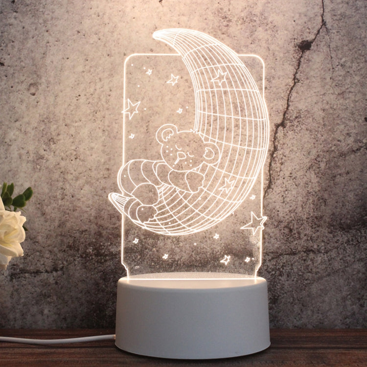 White Base Creative 3D Tricolor LED Decorative Night Light, Button Plug Version — Guitar
