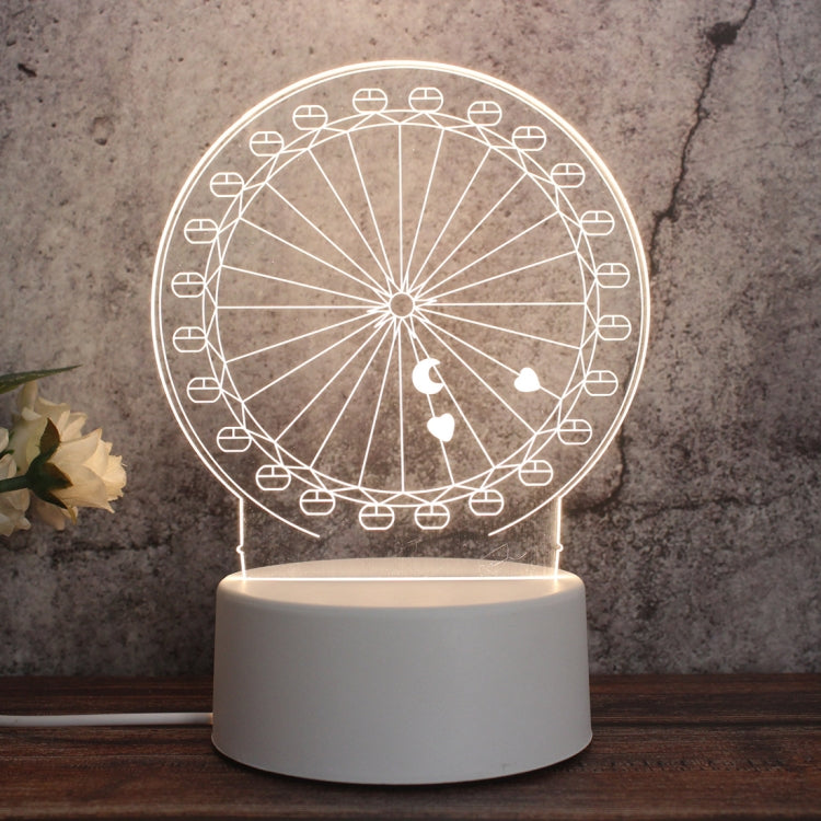 White Base Creative 3D Tricolor LED Decorative Night Light, Button Plug Version — Sailboat