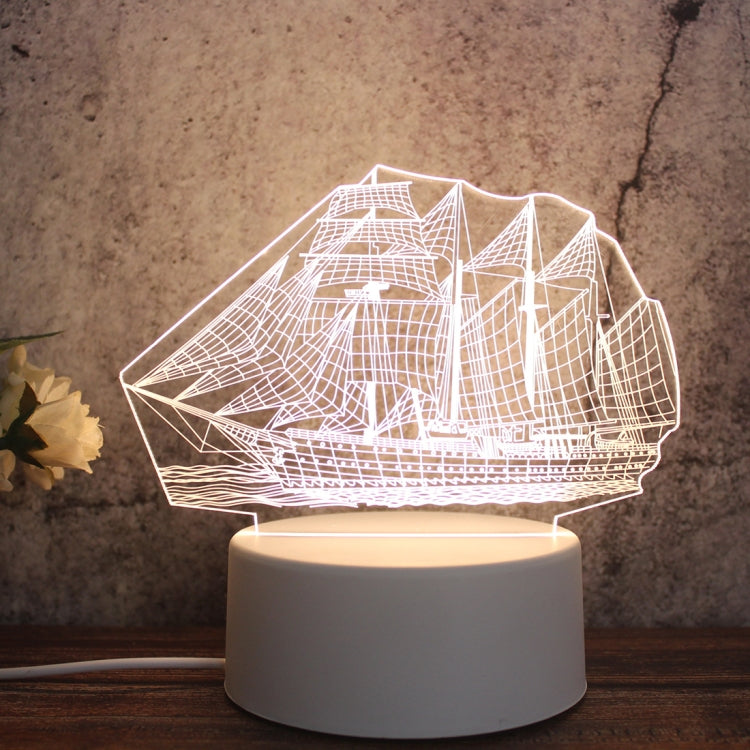 White Base Creative 3D Tricolor LED Decorative Night Light, Button Plug Version — Diamond Ferris Wheel