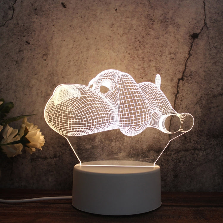 White Base Creative 3D Tricolor LED Decorative Night Light, Button Plug Version — Prince