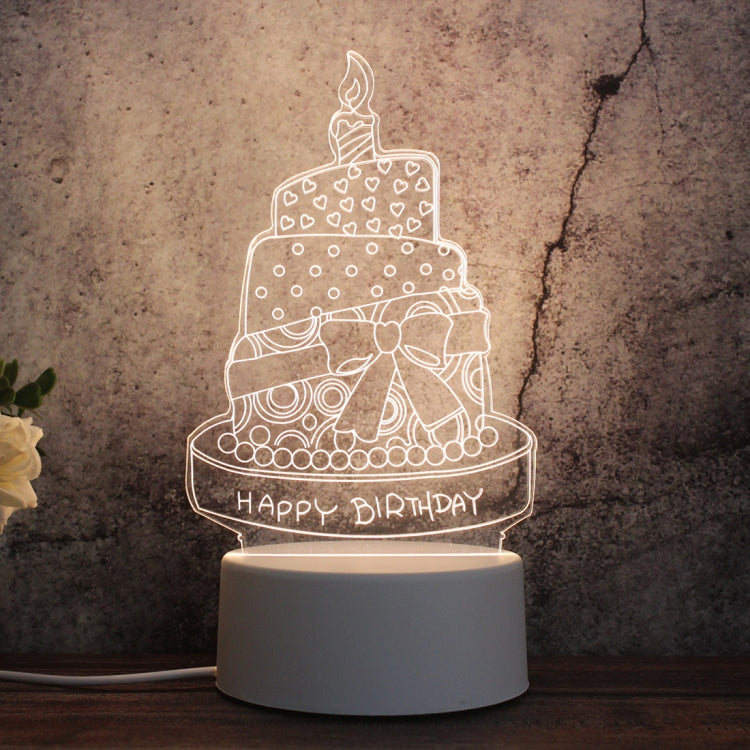 White Base Creative 3D Tricolor LED Decorative Night Light, Button Plug Version — Christmas Tree 01