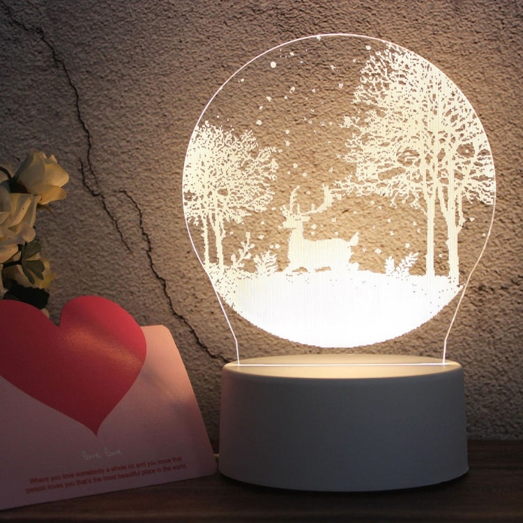 White Base Creative 3D Tricolor LED Decorative Night Light, Button Plug Version — Christmas Deer 01