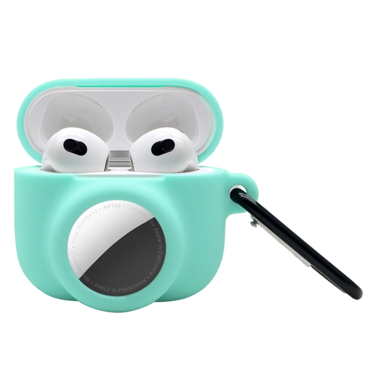2 in 1 Shockproof Full Coverage Silicone Protective Case For AirPods 3 / AirTag 2nd Gen / AirTag 1st Gen — Black