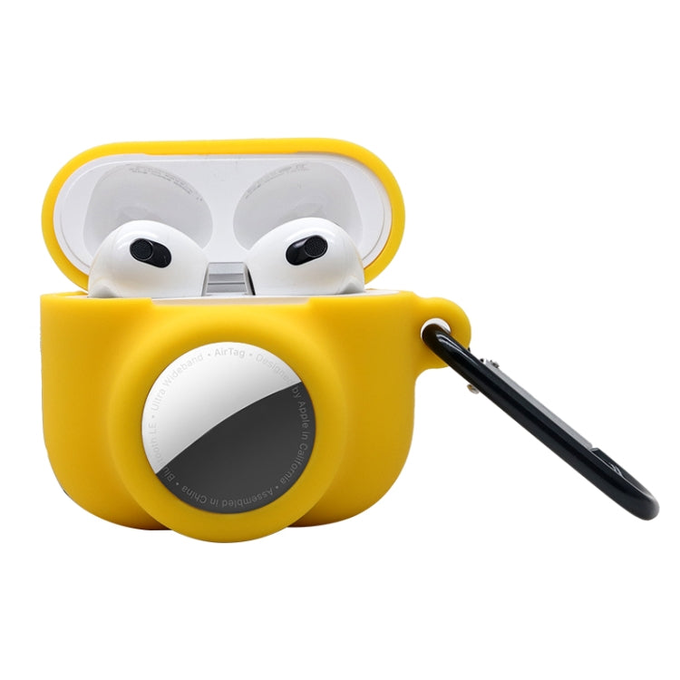 2 in 1 Shockproof Full Coverage Silicone Protective Case For AirPods 3 / AirTag 2nd Gen / AirTag 1st Gen — Red