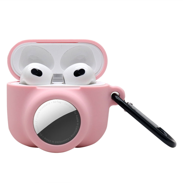 2 in 1 Shockproof Full Coverage Silicone Protective Case For AirPods 3 / AirTag 2nd Gen / AirTag 1st Gen — White