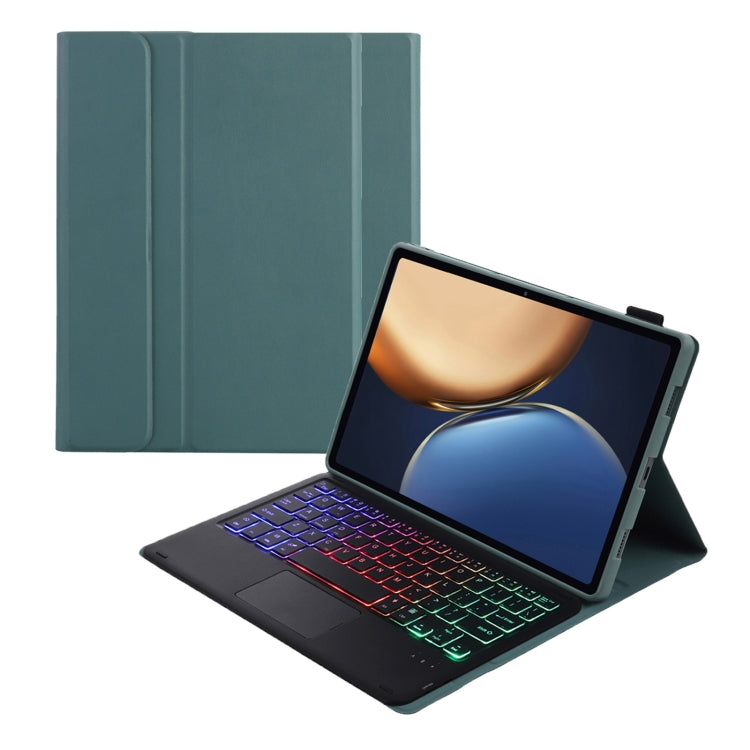 AHV7-AS Lambskin Texture Tri-color Backlight Bluetooth Keyboard Leather Tablet Case with Touchpad For Honor Pad V8 / Tablet V7 Pro — Purple