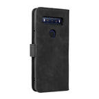 Solid Color Skin Feel Magnetic Buckle Leather Phone Case — Black