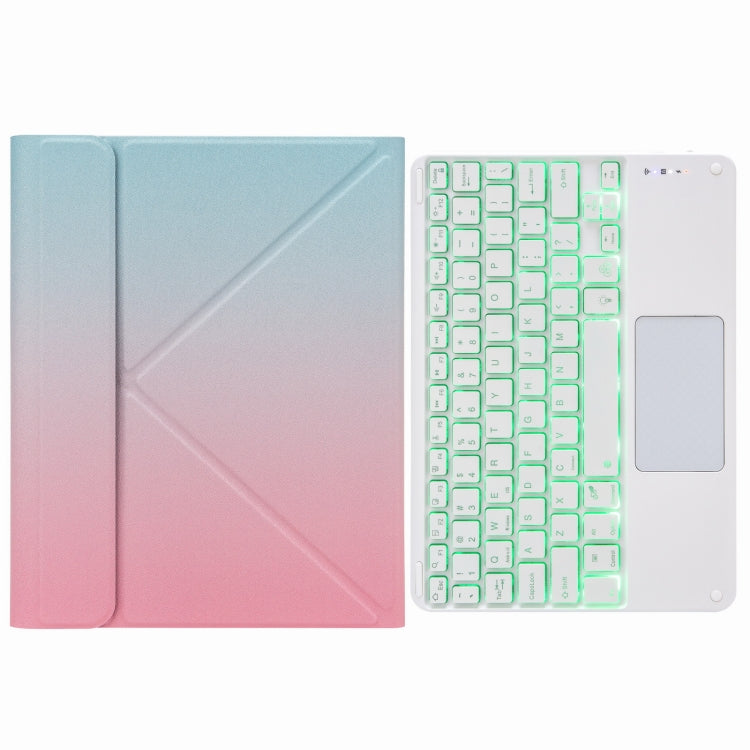 H-097CS Touch Backlight Bluetooth Keyboard Leather Case with Rear Three-fold Holder