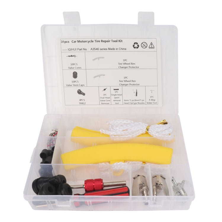 31 in 1 Car Tire Repair Tool Kit with Red Protective Cover