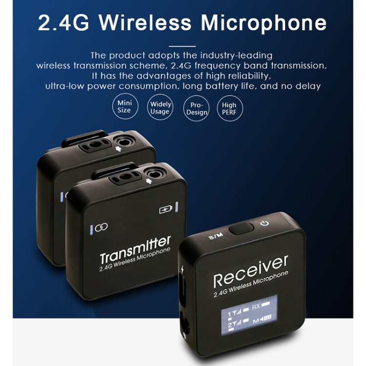 AY123 2.4G Wireless Lavalier Dual Channel Transmission Microphone — view 2