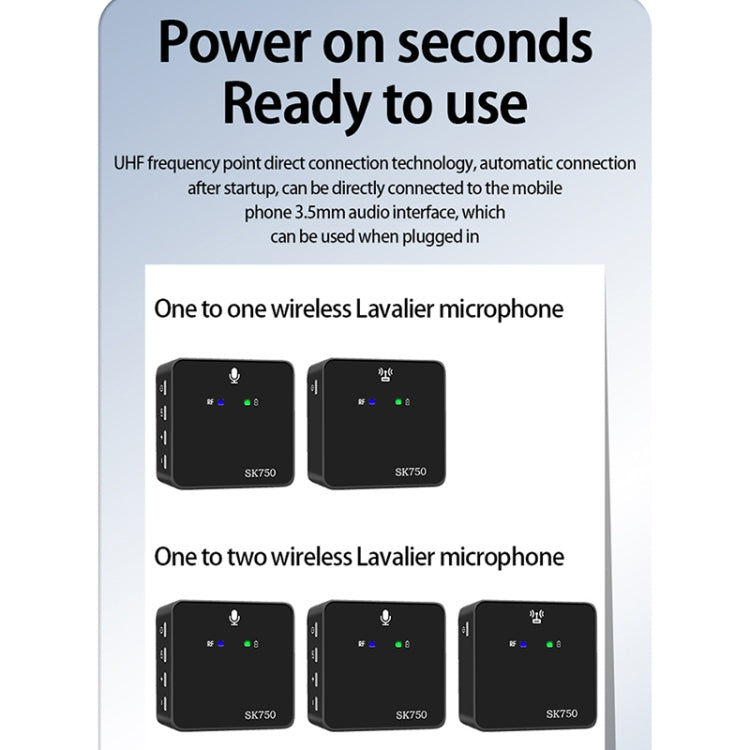 SK750 Type-C Charging One for One Wireless Lavalier Mini Microphone — One for One