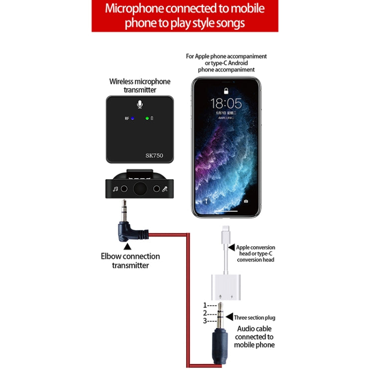 SK750 Type-C Charging One for One Wireless Lavalier Mini Microphone — view 6
