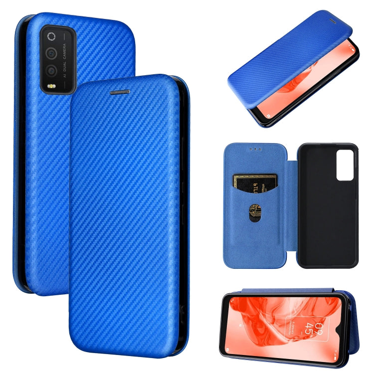 Carbon Fiber Texture Magnetic Horizontal Flip Leather Phone Case — Brown