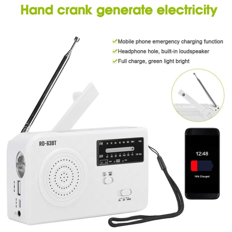 RD-638T Two-band Solar Powered AM / FM Radio Player Flashlight with Dynamo Function