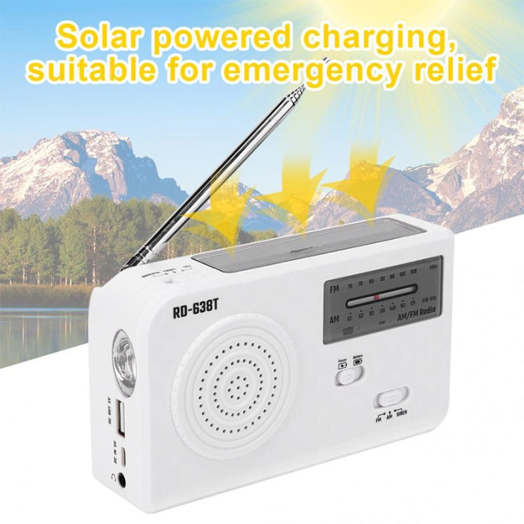 RD-638T Two-band Solar Powered AM / FM Radio Player Flashlight with Dynamo Function