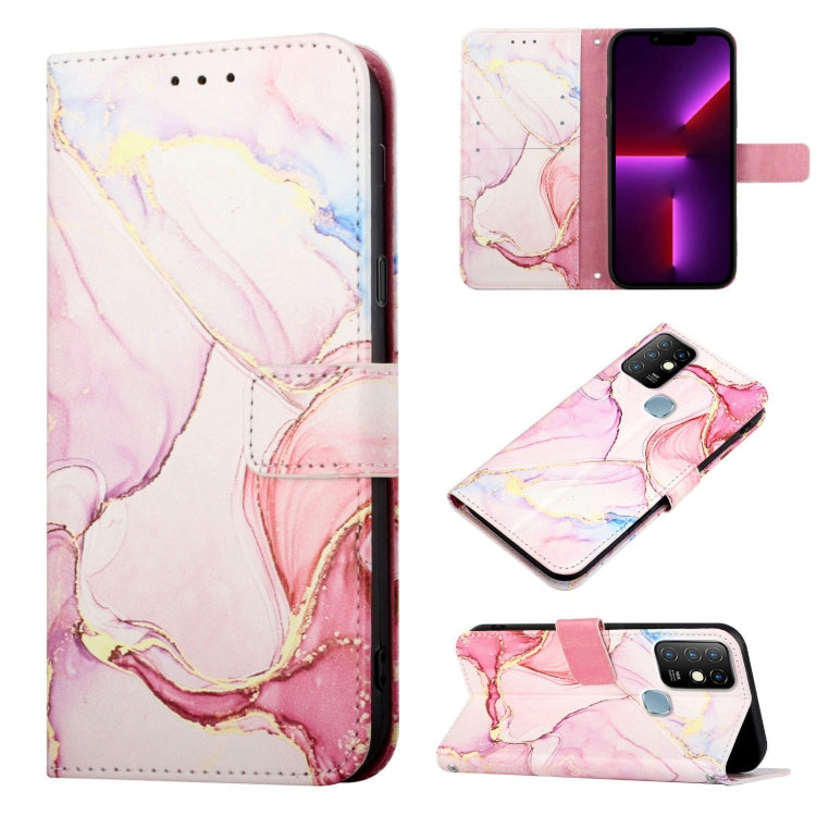 PT003 Marble Pattern Flip Leather Phone Case — White Purple LS006