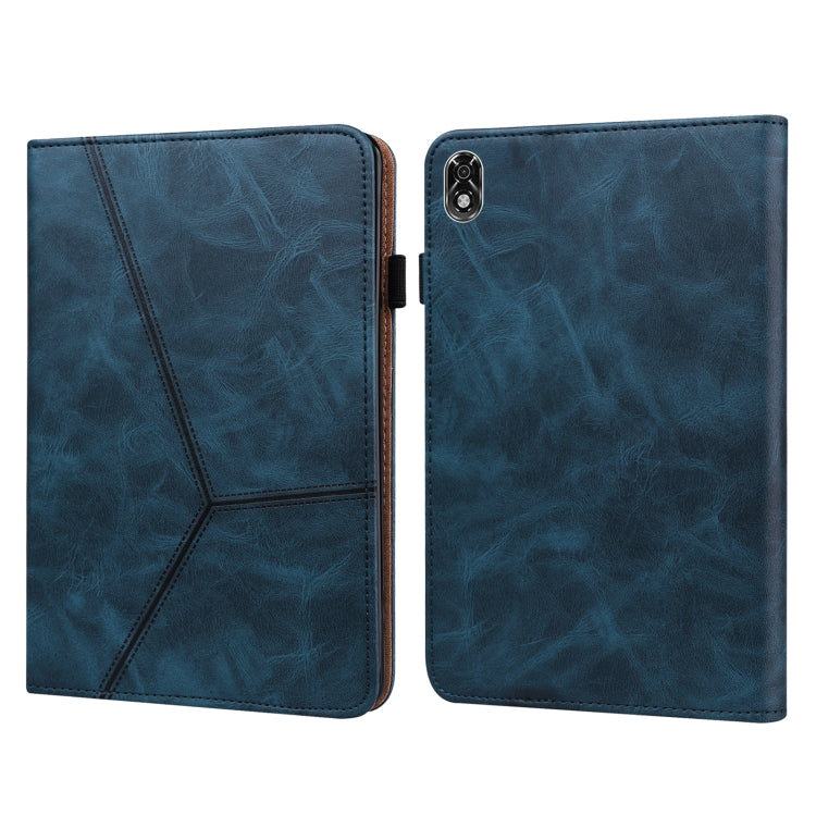 Solid Color Embossed Striped Leather Case — Blue