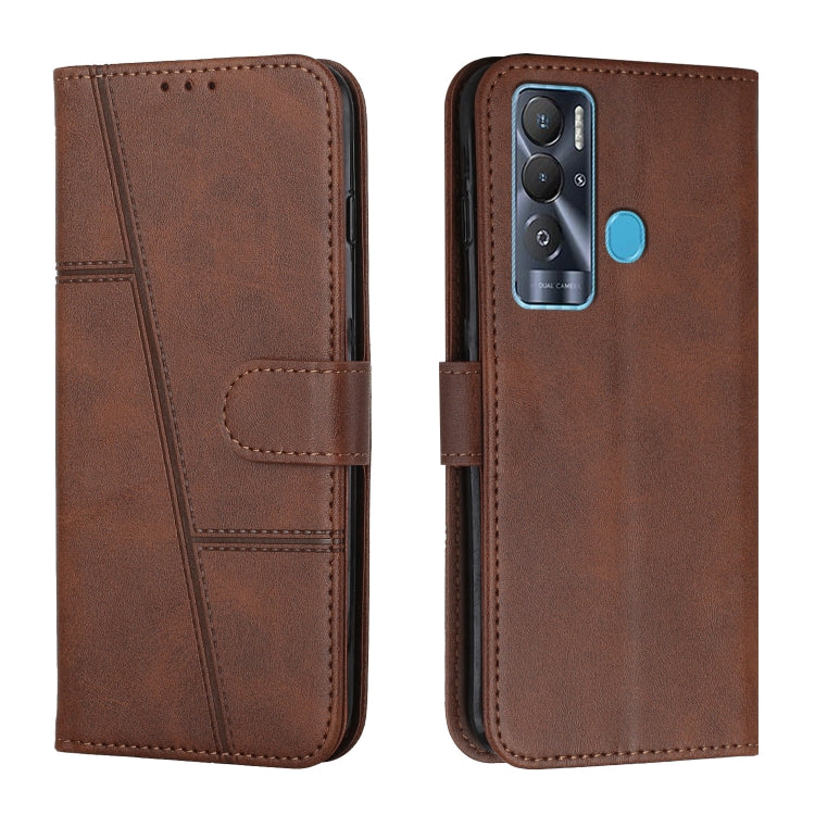 Stitching Calf Texture Buckle Leather Phone Case