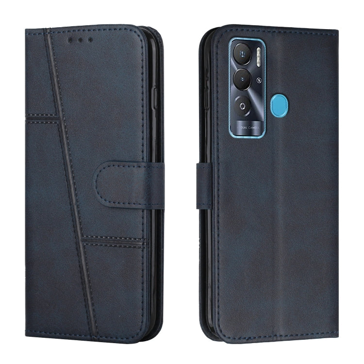 Stitching Calf Texture Buckle Leather Phone Case