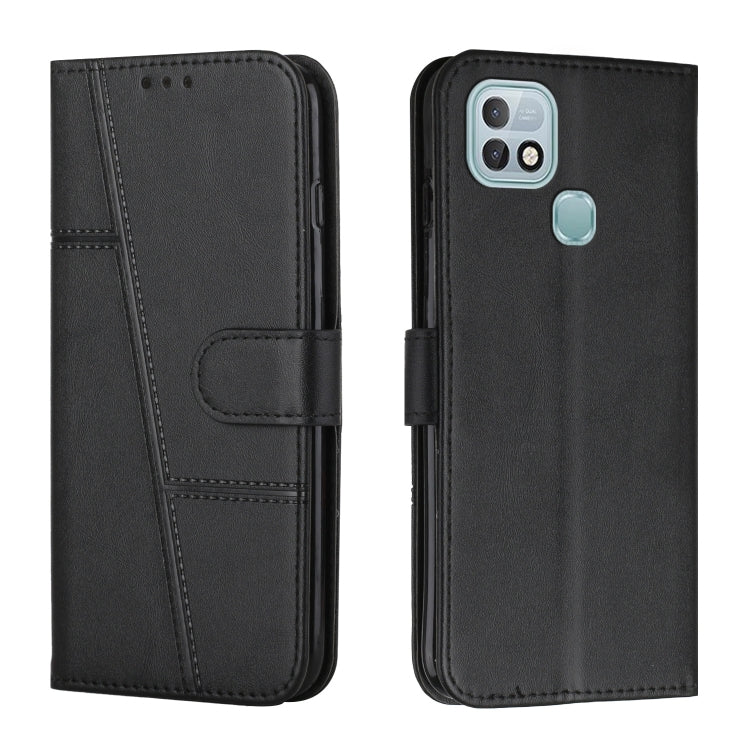 Stitching Calf Texture Buckle Leather Phone Case — Brown