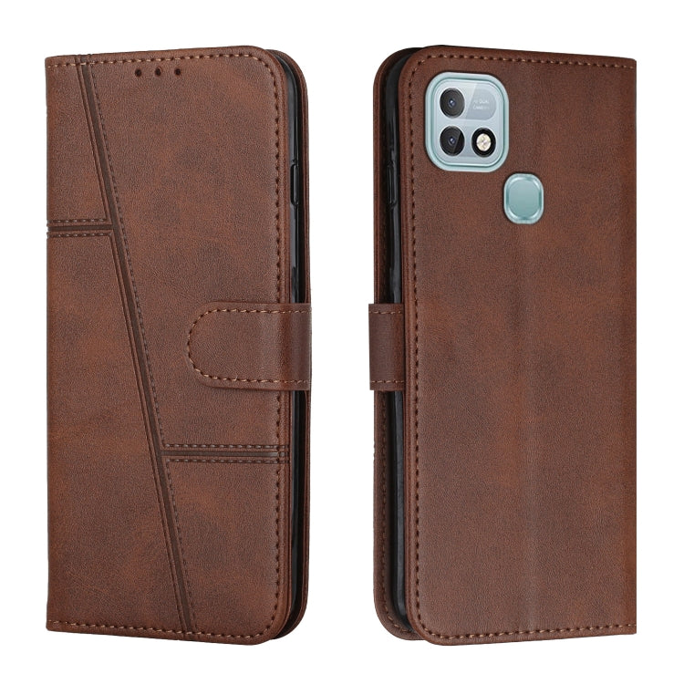 Stitching Calf Texture Buckle Leather Phone Case — Red