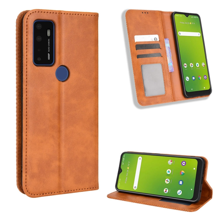 Magnetic Buckle Retro Texture Leather Phone Case — For OPPO Realme C35