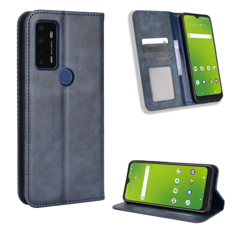Magnetic Buckle Retro Texture Leather Phone Case — For TCL 30 SE / 30 E / 306 / Sharp Aquos V6