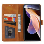 Calf Texture Double Fold Leather Phone Case