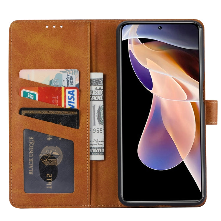 Calf Texture Double Fold Leather Phone Case