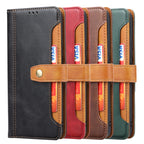 Calf Texture Double Fold Leather Phone Case