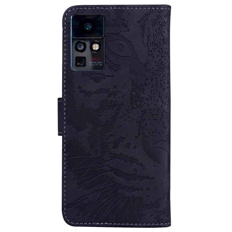 Tiger Embossing Pattern Horizontal Flip Leather Phone Case — Black