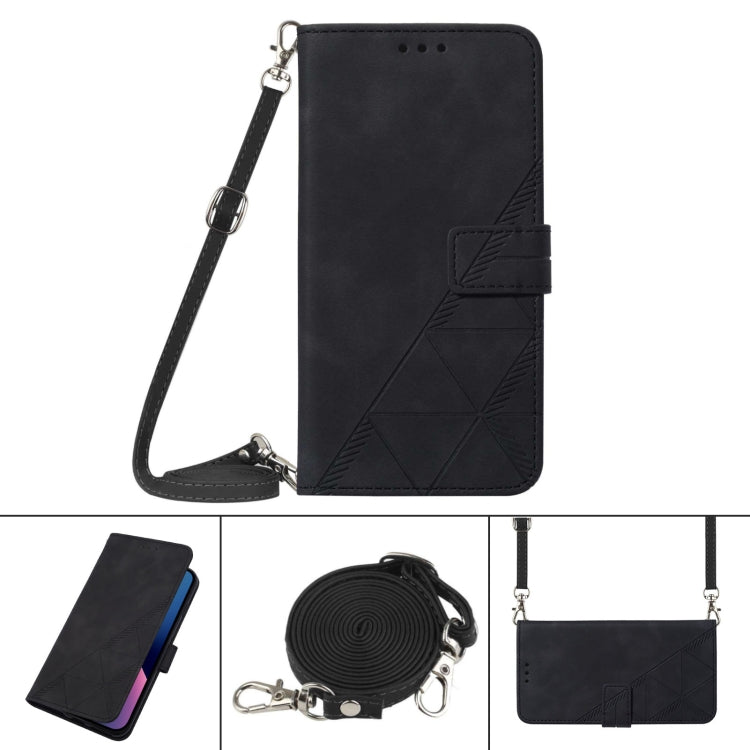 Crossbody 3D Embossed Flip Leather Phone Case — Wine Red