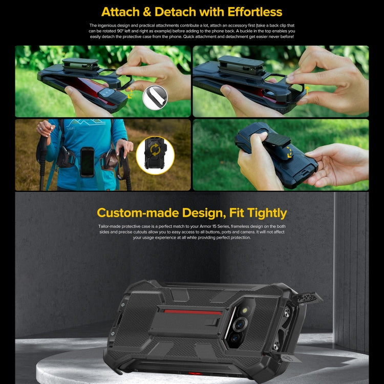 Ulefone Back Clip Phone Case with Carabiner, For Ulefone Power Armor 15