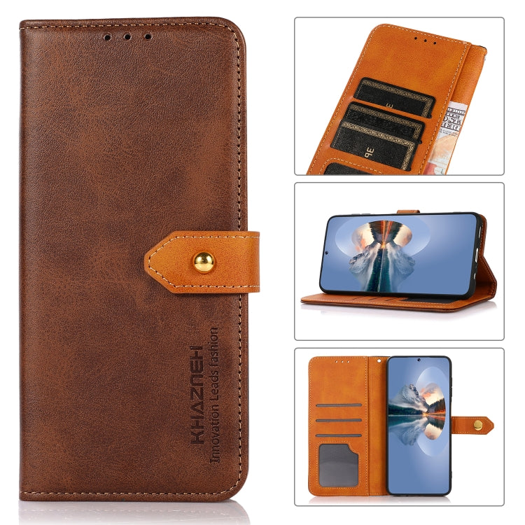 KHAZNEH Dual-color Cowhide Texture Flip Leather Phone Case, For Samsung Galaxy M53 5G