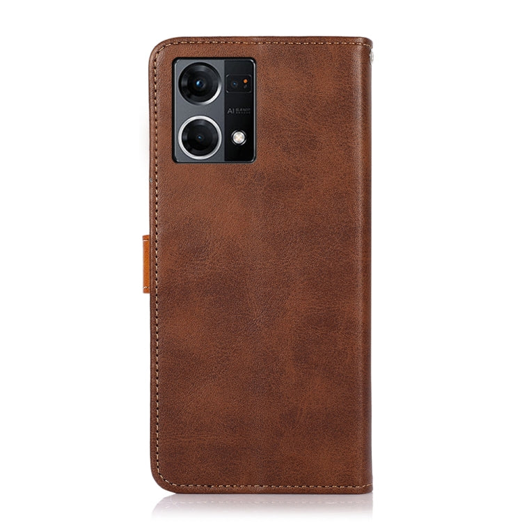 KHAZNEH Dual-color Cowhide Texture Flip Leather Phone Case, For Samsung Galaxy M53 5G