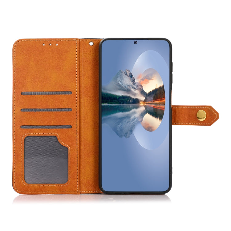 KHAZNEH Dual-color Cowhide Texture Flip Leather Phone Case, For Samsung Galaxy M53 5G